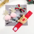 Pink Pom-Pom Clip & Wristband 3-Piece Set / Three-Piece Set