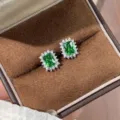 Rhodium Plated Copper / 5x7mm / Emerald Green