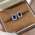 Rhodium Plated Copper / 5x7mm / Dark Blue
