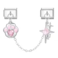 Pink Cat Paw Heart Crystal Style