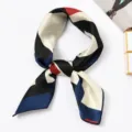 Small Square Scarf (#55) / 50x50cm / Red And Blue Checkered