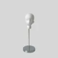 White foam mannequin head on a silver metal stand for displaying wigs, hats, and headwear - 1/4 Size Mannequin Head (Without Stand) / Approx 17.5cm