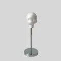 White foam mannequin head wig display stand with a slender metal pole and round silver base - 1/6 Size Mannequin Head (Without Stand) / Approx 16cm