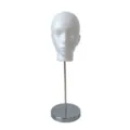 White foam mannequin head wig display form with a silver metal stand and round base - Mannequin Head Stand (Without Head) / Universal Specification