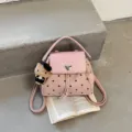 Pink polka-dot convertible backpack and handbag with a heart clasp and cute bear charm - No Pendant / 22*10*18 / Pink