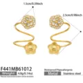 Clip per Orecchie a Spirale con Fiore di Strass (F441) / Oro