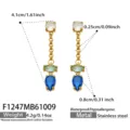 Orecchini Pendenti (F1247) / Zirconia Blu Oro