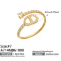 Gold-tone open ring with clear stones, oval pavé centerpiece, and size and material markings - Oval Style (A714) / Size 7 / Gold