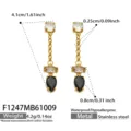 Orecchini Pendenti (F1247) / Zirconia Nera Oro