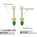 Drop Earrings (F1247) / Green Zirconia Gold