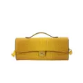 Yellow crocodile-embossed handbag with top handle, adjustable shoulder strap and gold-tone twist clasp - Yellow