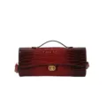 Bordeauxrode tas met krokodillenprint, goudkleurige sluiting, handvat en schouderriem - Rood