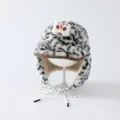 Bonnet d’hiver enfant en fausse fourrure léopard, avec visage de tigre et cache-oreilles doublés - 50-54cm / Dessin Animé Lion de l'Éveil Blanc