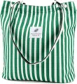 Style de Sac Cabas (Sac de Rangement en Velours Côtelé) / Rayé Vert Foncé