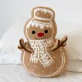 Elaborately Embroidered Christmas Snowman / 40CM / Brown
