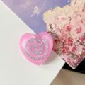 Soporte Mate Corazón Remolino Grande / Rosa Oscuro Brillante