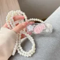 Pez Rosa de Océano (Epoxi de Papel de Plata) / Cadena de Perlas