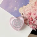 Soporte Mate Corazón Remolino Grande / Rosa Claro Brillante