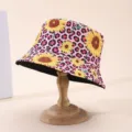 Pink leopard print and yellow sunflower pattern shown with the hat’s contrasting black underside - M (56-58cm) / Pink Leopard Sunflower Style (13)