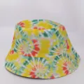 Radial tie-dye print in yellow, green, red and white, with double stitching along the brim - M (56-58cm) / Yellow and Red Radial Tie-dye Style (5)