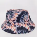 Front view highlighting navy, white, and orange spiral tie-dye fabric and stitched brim seams - M (56-58cm) / Dark Blue Spiral Tie-dye Style (4)