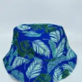 Reversible bucket hat with tropical leaf print in vivid blue, green, and mint tones - M (56-58cm) / Blue Base Green Leaf Full Print Style (47)