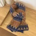 Fair Isle Retro-Stil / 160cm / Blau-Braun