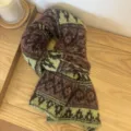 Fair Isle Retro-Stil / 160cm / Pinienzapfen Grün