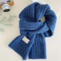 Wollen Ribbel Sjaal / Blauw
