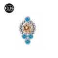 Champagne en Blauwe Zirconia Cluster / 1.2*8mm