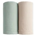 Set of 2 (100*100 cm) / Light Green + Cream