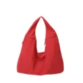Geräumige rote Nylon-Shopper-Tasche mit Schlaufenhenkeln und seitlichen Reißverschlussdetails - Rot