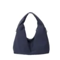 Geräumige navyblaue Nylontasche mit Schulterriemen, Tragegriff und verstellbaren Metallschnallen - Blau