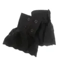 Paire de manchettes noires en dentelle, bande mate, quatre boutons et volant en résille - Noir