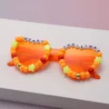 Orange translucent frames with star beads, Christmas lettering and gradient lenses - Orange