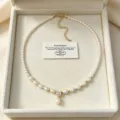 Collana con Pendente Quadrato in Perla d'Acqua Dolce