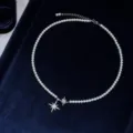 Stile Ciondolo Stella a Otto Punte Collegato / Perla Bianca / Ciondolo Argento