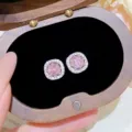 Style Carré de Sucre Rose (E0172 Tige en Argent)