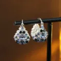 Dickes Silber mit Blauem Strass (EH16837-2)