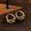 Blumenkorb Ohrringe / Dunkelkaffeegold Bernstein Strass