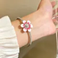 Open Rhinestone Flower Style / Silver (4163)