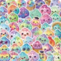 Close-up of assorted dumpling-shaped stickers with rainbow gradients and sparkling star effects - Multicolor Dumpling Series (WES396) / 50 Pieces/Pack