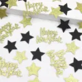 Zwart Gouden Ster en Goud Glitter Happy New Year Confetti