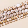 4mm (Ongeveer 90 Stuks) / Witte Goudgeaderde Turkoois