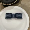 Bowknot Spring Clip (Dark Blue Denim) / Dark Blue