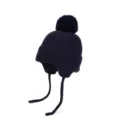Donkerblauwe gebreide wintermuts voor kinderen met kabelpatroon, omslag, pompon en kinbanden - Alleen Muts / Marineblauw
