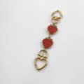 Heart Clasp/Double Red Strawberries / Light Gold/Red