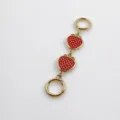 Small Ear Round Clasp/5.5 Points / Light Gold/Double Red