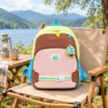 Sac à dos pour enfant à carreaux bruns, rose, vert clair et bleu, avec poche zippée à l'avant - Brun Café