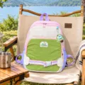 Sac à dos enfant déperlant rose, vert, blanc et violet, avec sangle de poitrine réglable - Rose